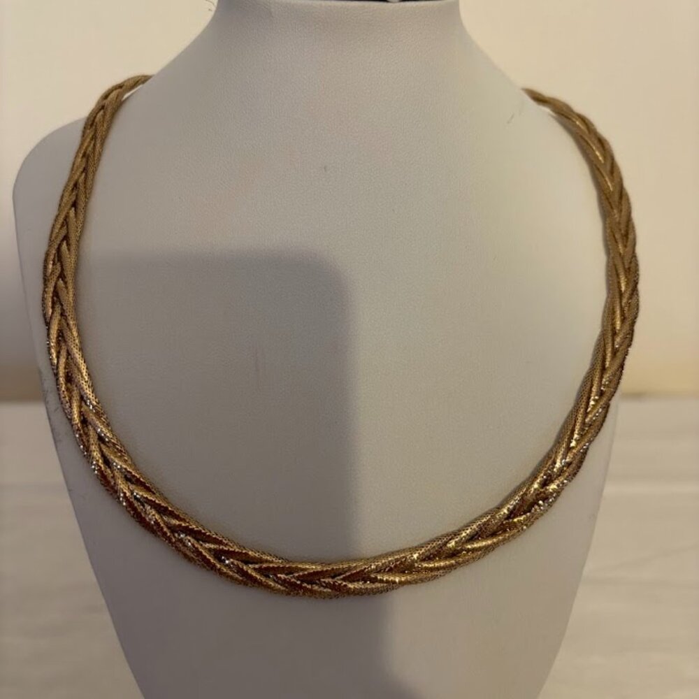 Italian 14kt Yellow Gold Braided Mesh Necklace - 18"